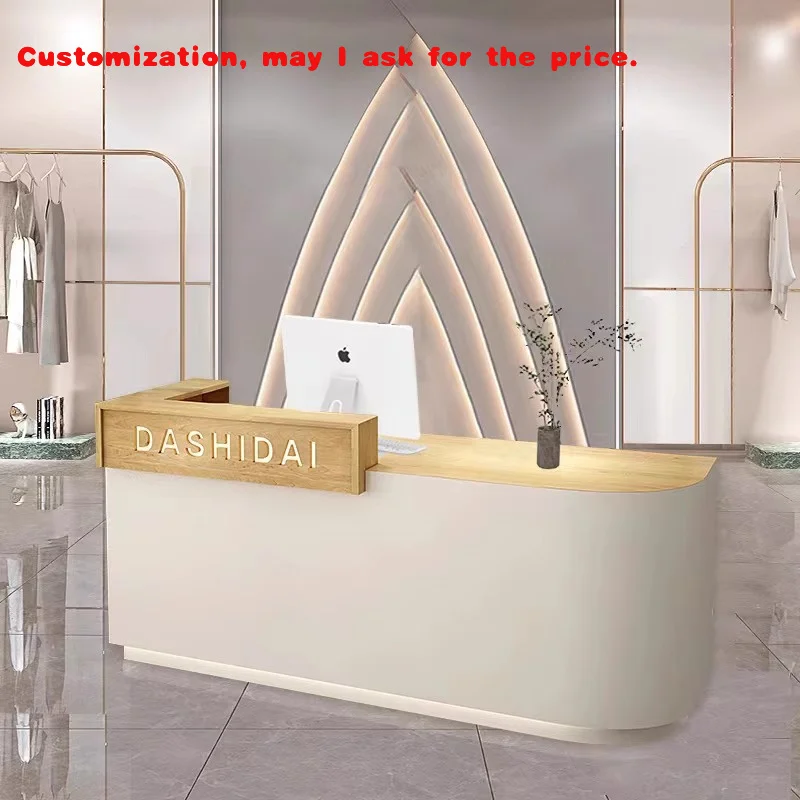 

custom.Light Luxury Modern Wood Style Women's Clothing Store Reception Desk Simple Bar Beauty Salon Restaurant Hotel Hospita