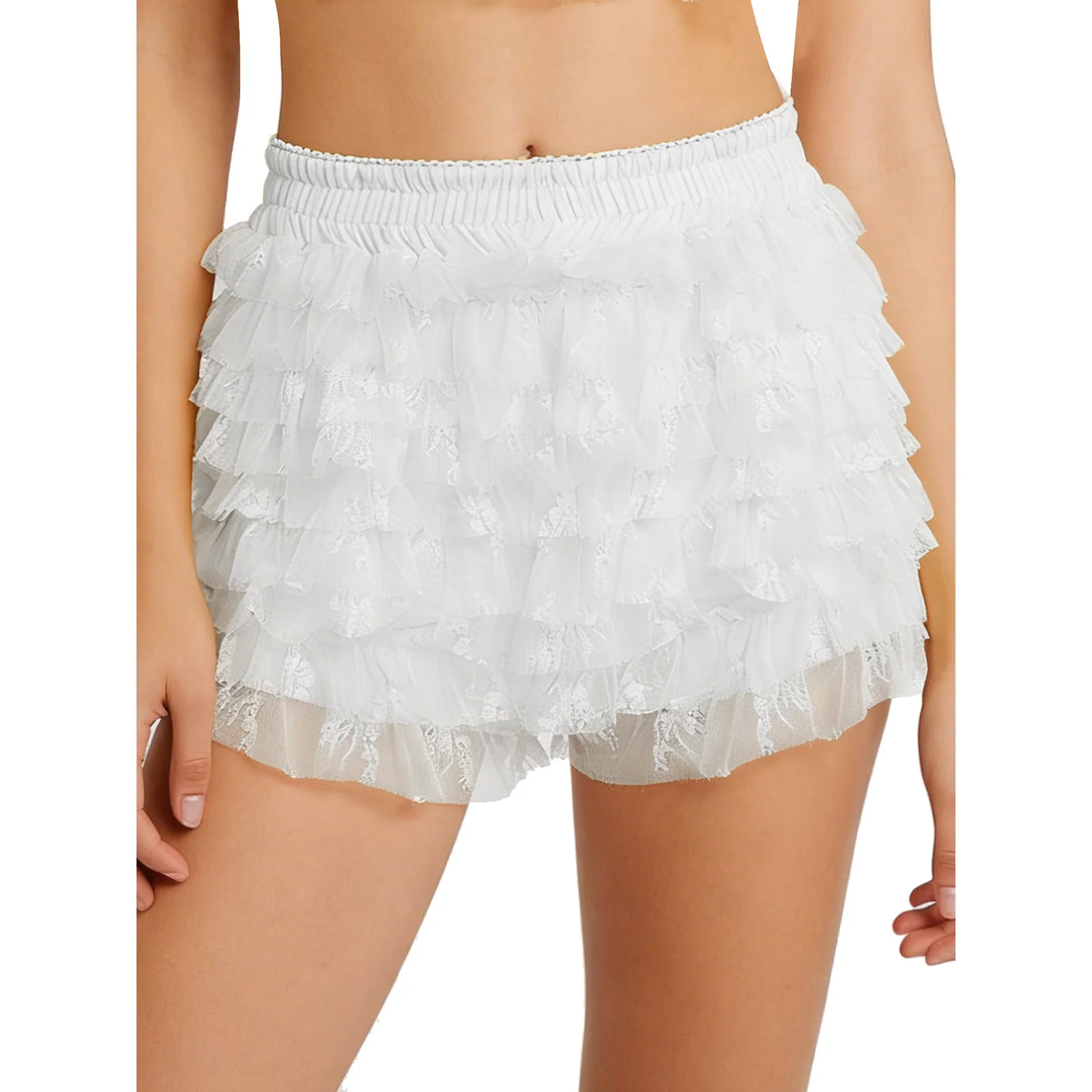 

Женские милые защитные шорты в стиле Лолиты, многоуровневые кружевные шорты с рюшами, короткие брюки-кюлоты для повседневного повседневного костюма в стиле аниме