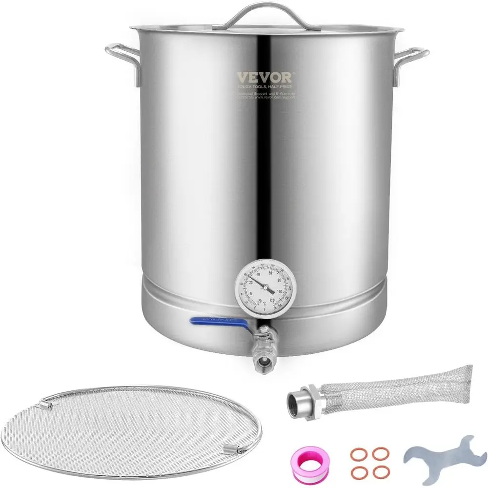 

16 Gallon Stainless Steel Brewing Kettle with Filter and Tray, Triple-Ply Bottom