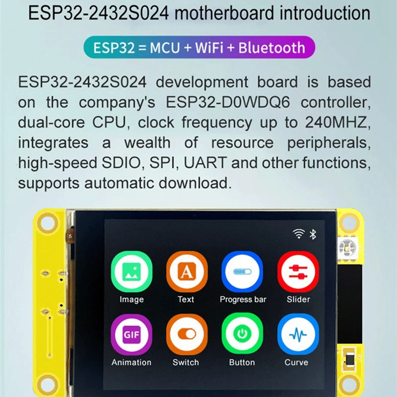 ESP32 For Arduino LVGL WIFI Bluetooth Development Board 2.4Inch 240X320 Smart Display Touch Screen Set With Capacitive Touch