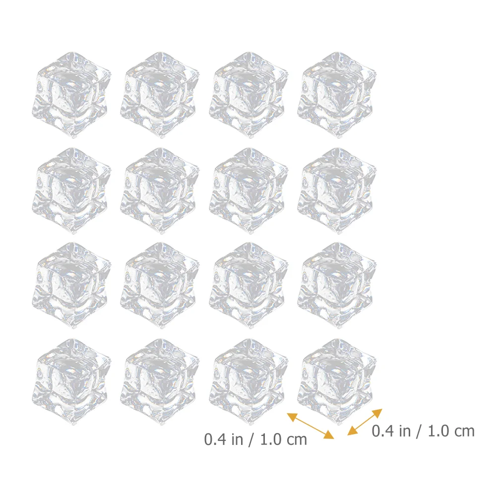 200 Pcs Ice Cream Molds Simulated Clear Acrylic Cubes Artificial Fake Photography Props Child