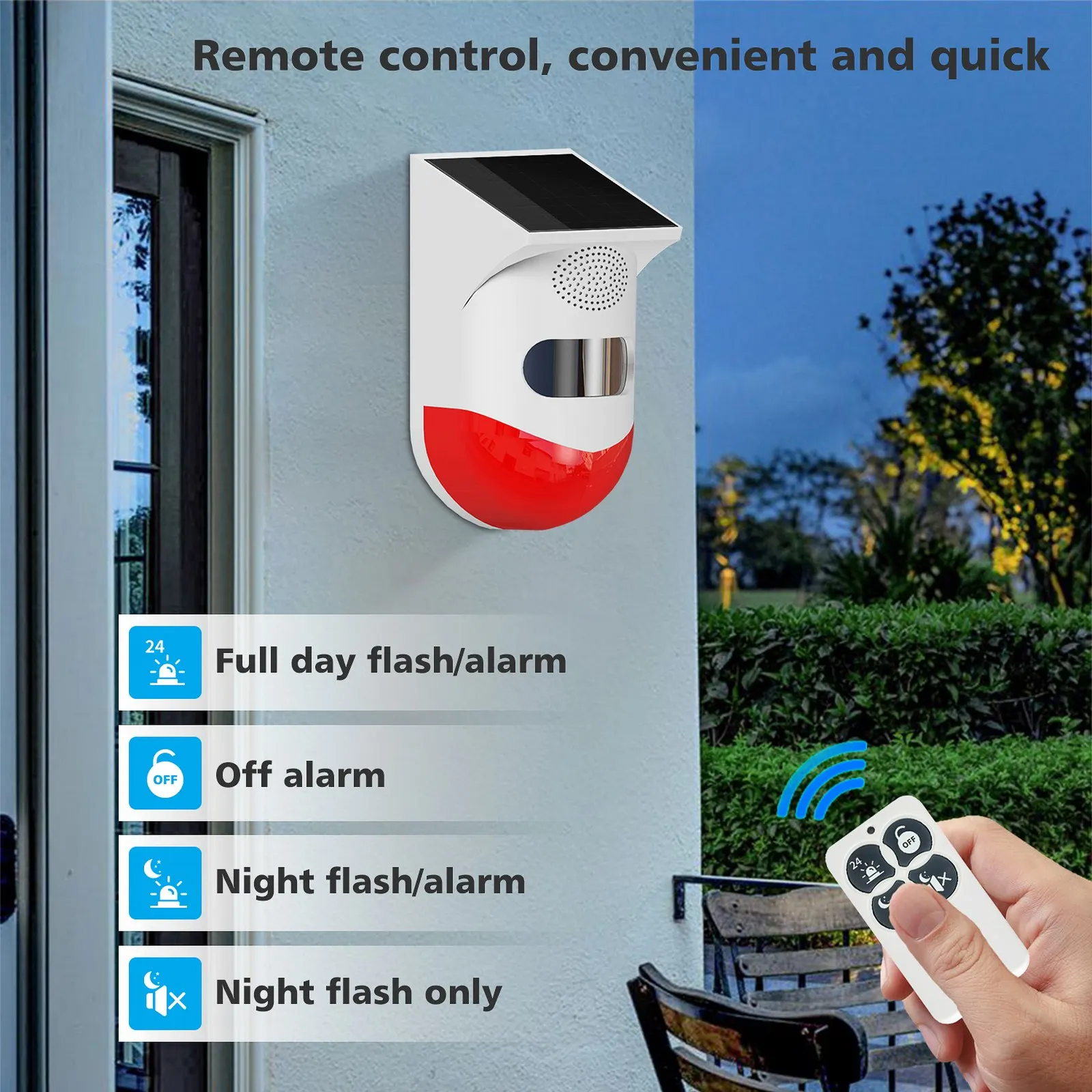 

Solar Alarm Light PIR Motion Sensor Smart Remote Control Outdoor Charging Security Sound Alarm Detector Farm Garden Orchard