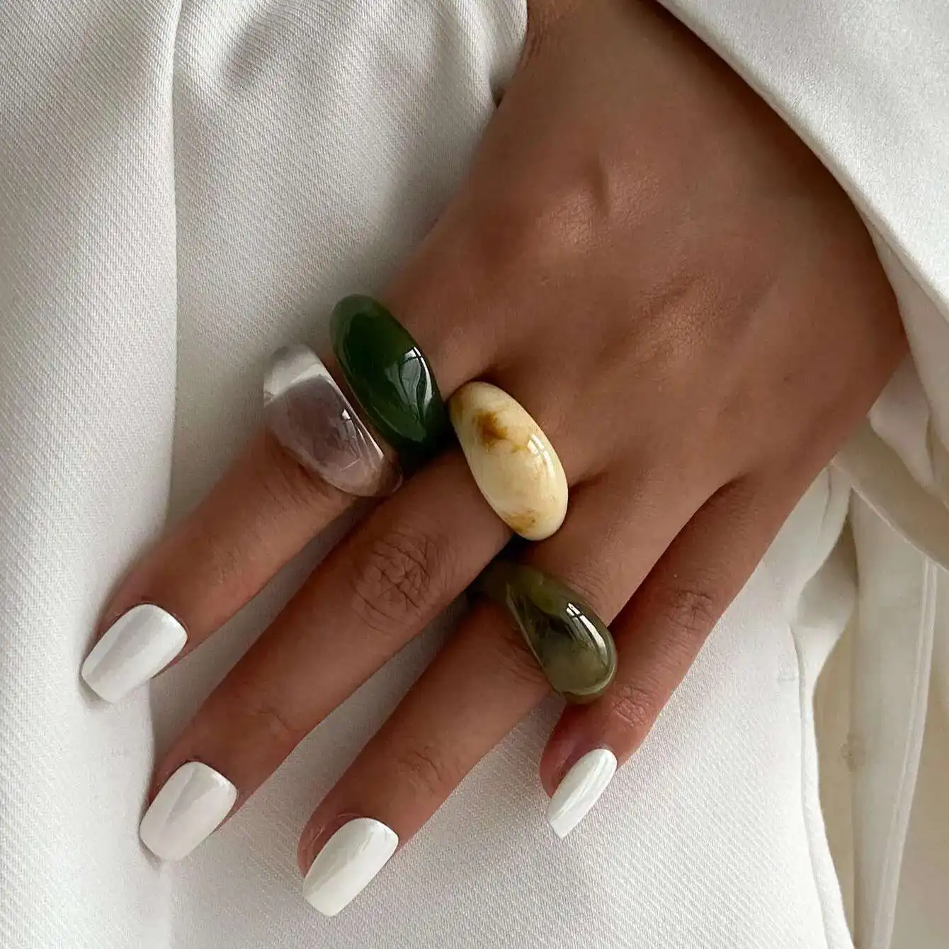 Ingemark Y2K بوهو السلس الراتنج خواتم الاصبع للنساء الاتجاه 2025 موضة جديدة بسيطة هندسية خواتم الجمالية اليومية مجوهرات هدية #2