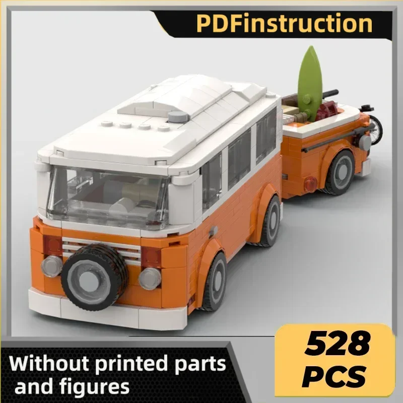 

Модель городской автомобиль Moc, строительные кирпичи T2, кемперван с технологией прицепа, модульные блоки, подарки, рождественские игрушки, наборы «сделай сам», сборка