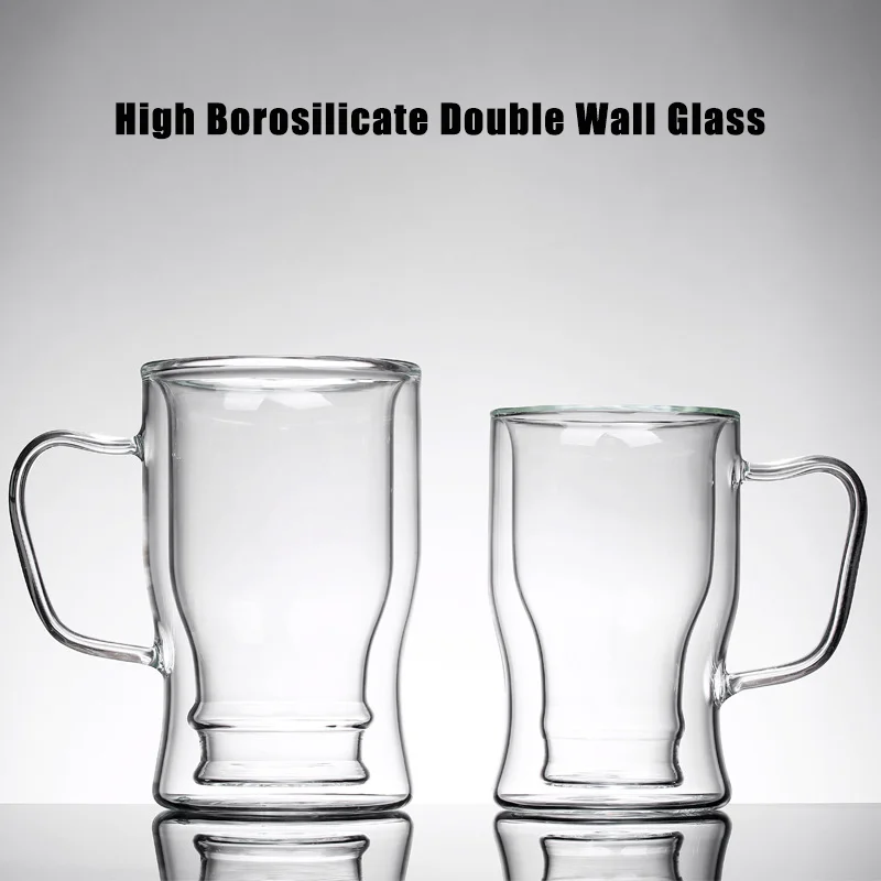 Transparent Double Wall Upside Down Beer Mug - Insulated Glassware, Handmade Creative Winebowl, Ideal for Freezer and Craft Beer