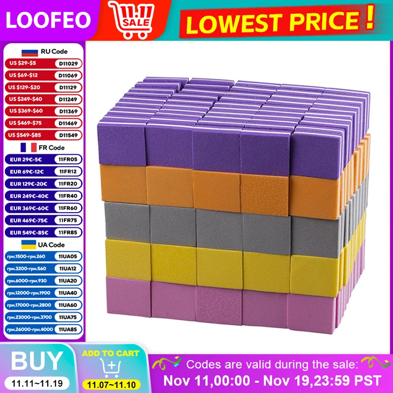 

100 шт. двусторонние мини-пилочки для ногтей, буферные блоки, красочная губка, УФ-гель, лак для ногтей, шлифовальный буфер, маникюр, педикюр, инструменты для ногтей