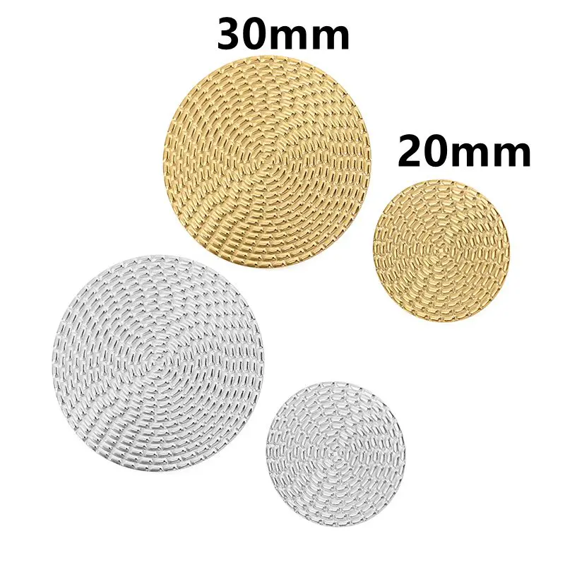 10pcs 20mm 30mm Stainless Steel Bohemian Round Earring Stud Embossed Earring Base Setting Connector for Earring Jewelry Making