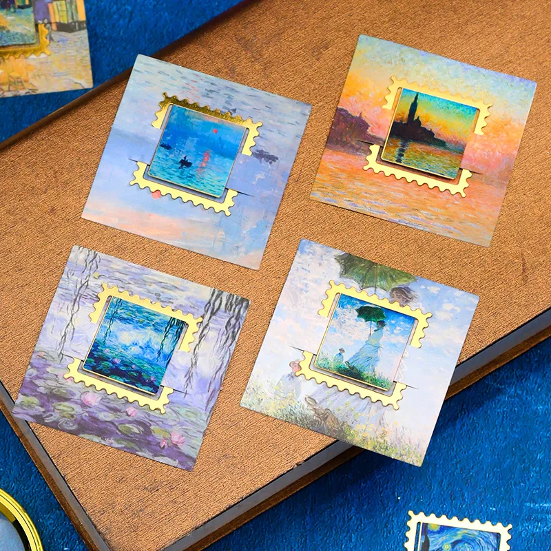 Creative Retro Oil Painting Stamp Bookmark Metal Book Clip Gift Box Gift Commemorative Gift Book Clip Student Gift