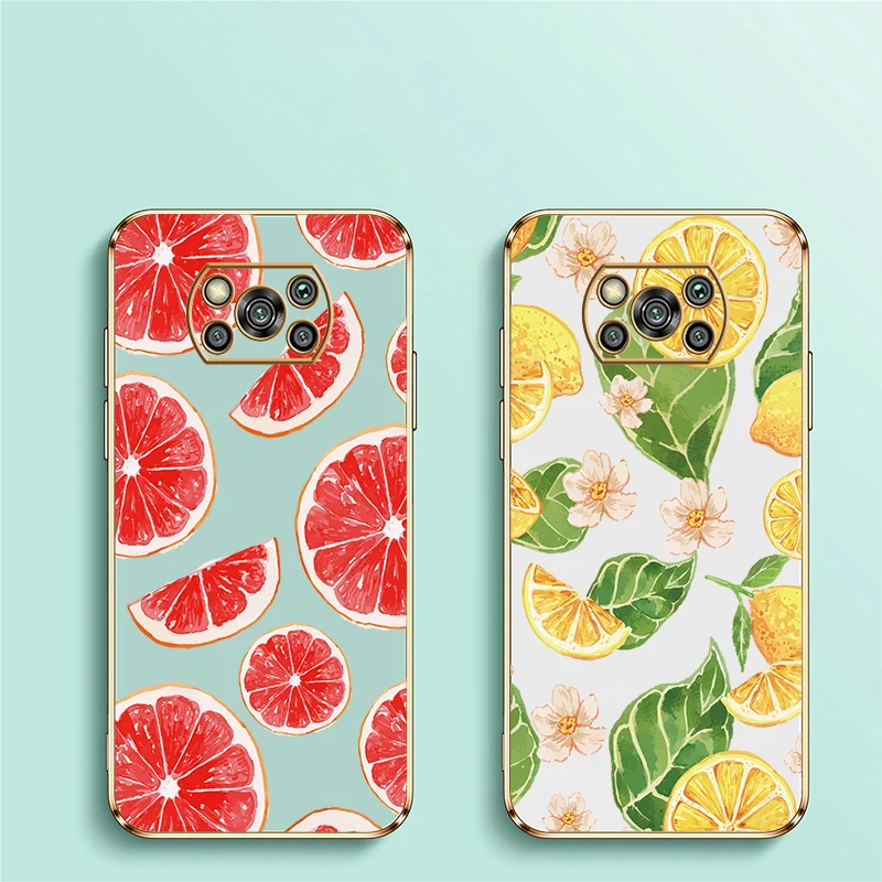 Cassa del telefono di lusso modello arancione per Xiaomi Poco X5 X 5 X4 Pro X2 X3 NFC X3 GT placcatura antiurto copertura morbida in silicone TPU