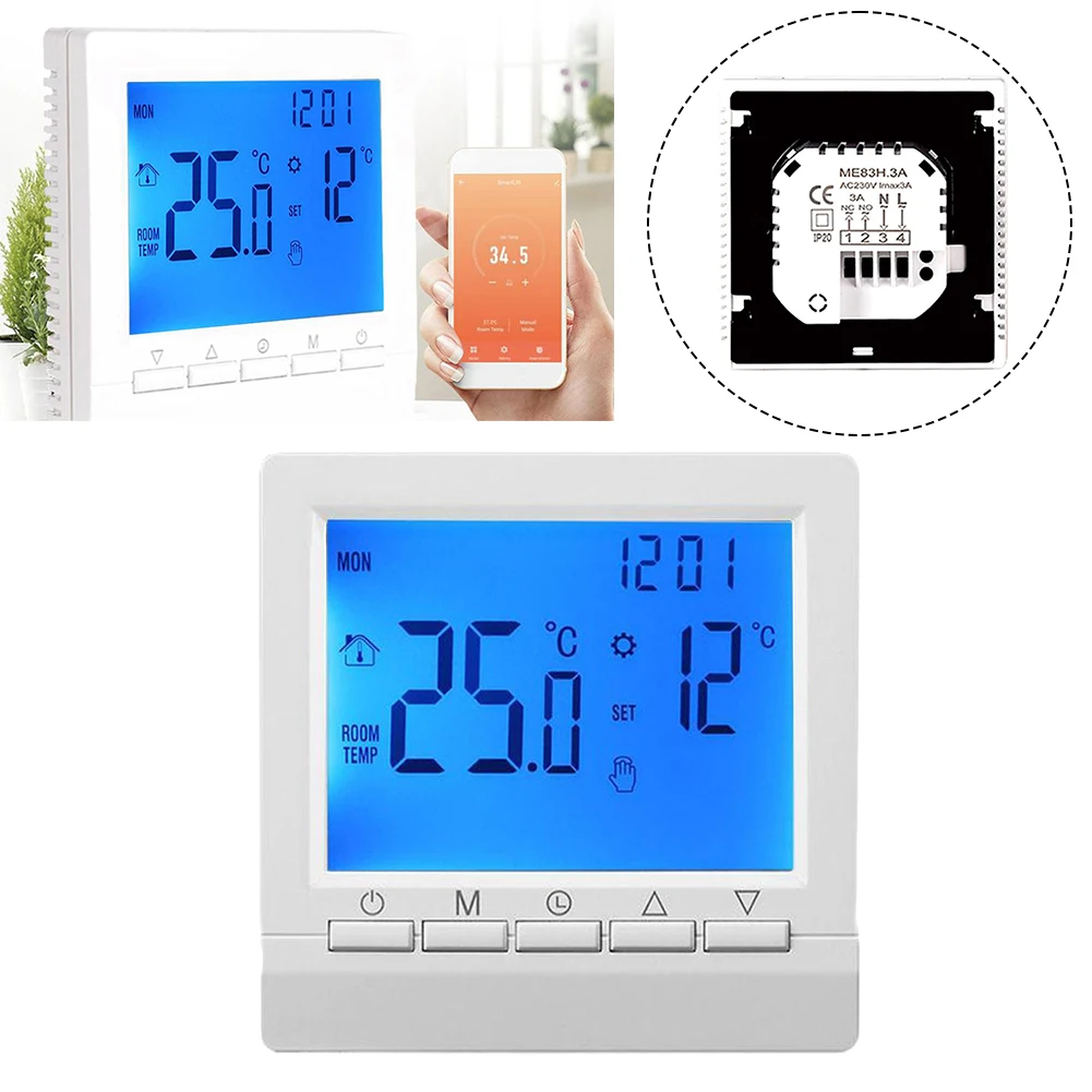 86*86*40 มม. Programmable Thermostat Home Office เครื่องทําความร้อนหม้อไอน้ํา Controller การตั้งค่ารายสัปดาห์