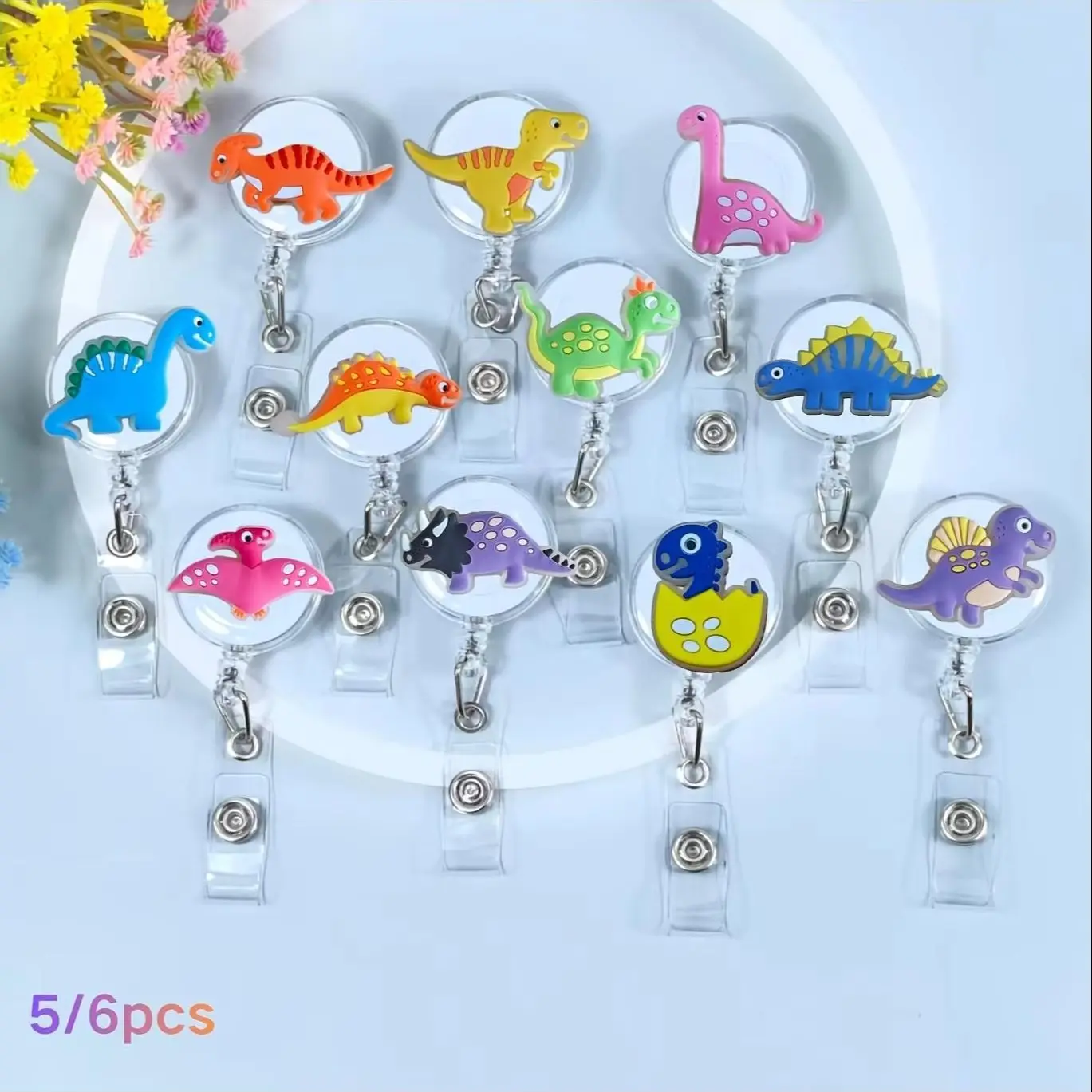 New Cute Cartoon Series Easy Clip ID Badge Holder Work Adjustable Dinosaur Doctor Name Tag Cute Utility