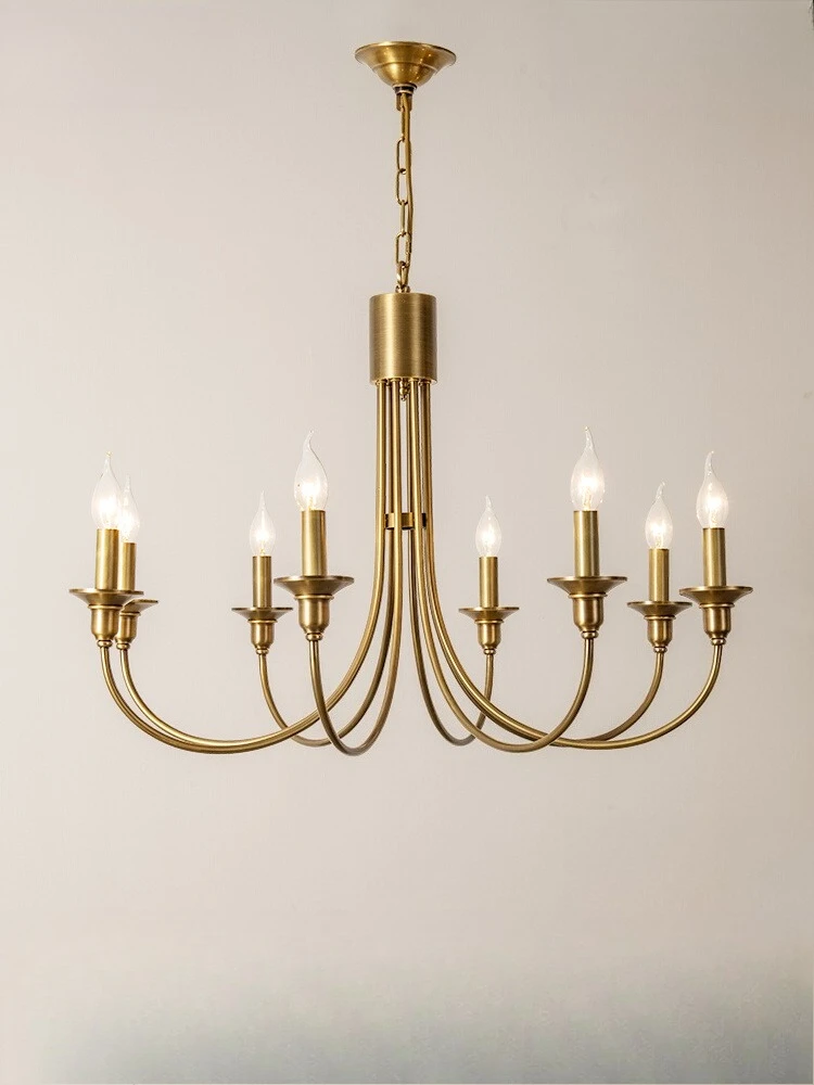 

Американская деревенская люстра, свеча, свет для гостиной, средневековый французский светильник для столовой, модель виллы, светильник для спальни