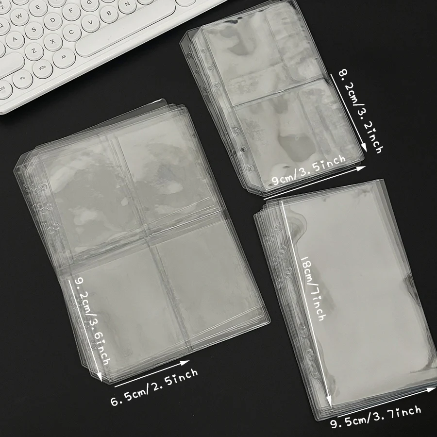 Sharkbang 5pcs A5/A6/M5 PVC Binder Refill Bag PVC Ticket Stickers Storage Bags 6 Holes Journal Transparent Organizer