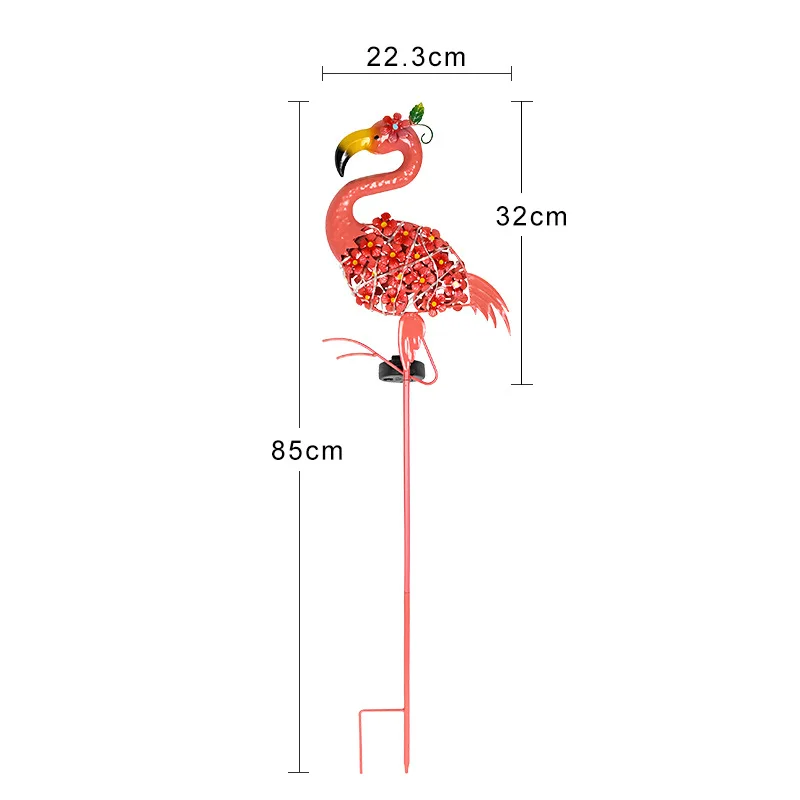 

Солнечный светодиодный садовый светильник для улицы с декоративной подсветкой в виде животных, светильник-фламинго из кованого железа для украшения газона.