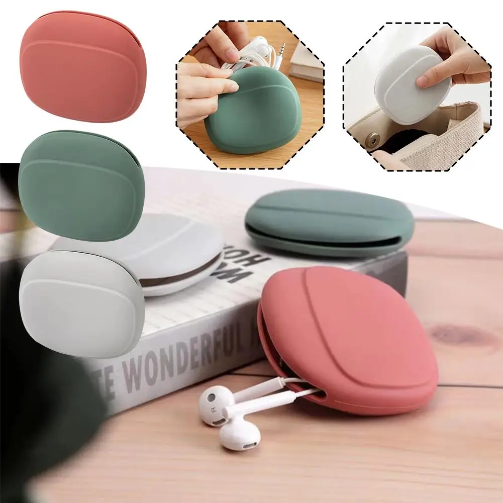 Headphone Storage Box Silicone Earphone Data Cable U Bag Case Organizer Business Cute Disk Trip Home Travel Purse A9M8