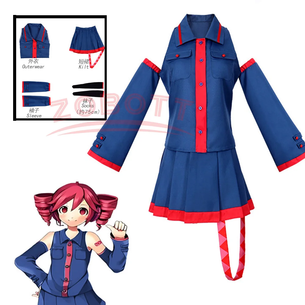 

Anime Mikkuu Kasane Teto Cosplay Costume Top+Skirt Future Blue Pinkling Uniform Halloween Cosplay Suit For Women Men Mikkuu