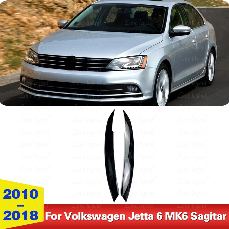 2Pcs Car Headlight Eyelid Eyebrow Trim Cover For VW Jetta 6 MK6 Sagitar NCS 2010-2018 Car Auto Parts