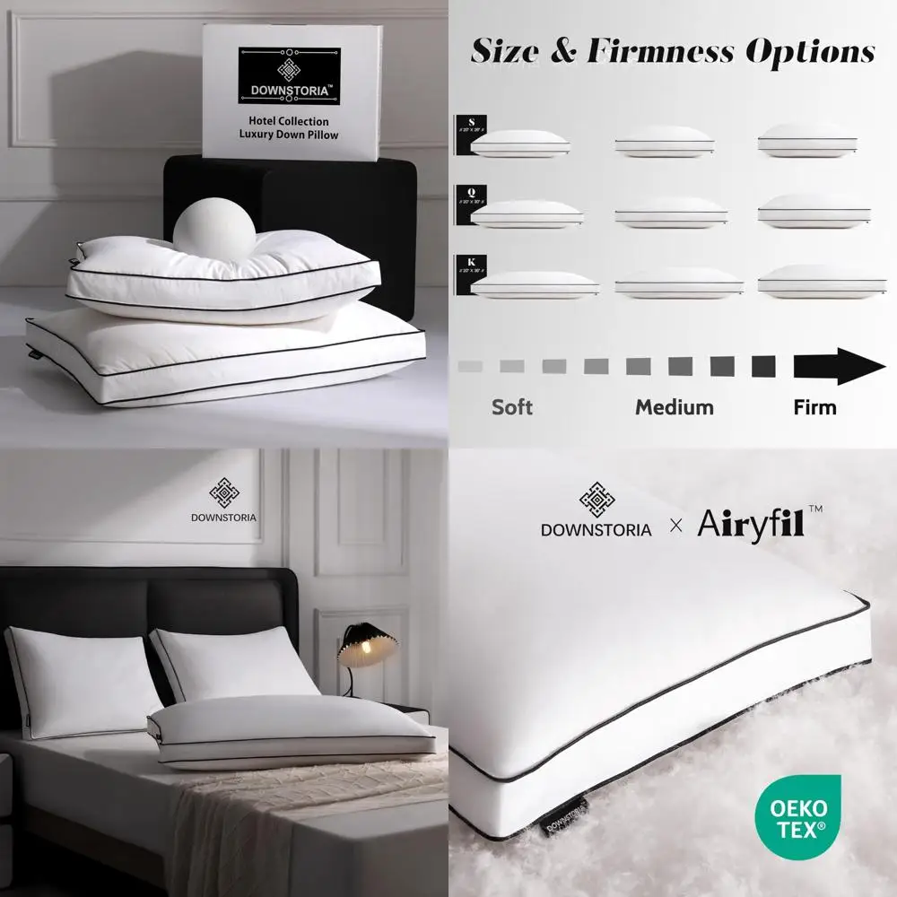 

Luxury King-Size Feather Down Pillows Set, 2 Pack with Gusset, Plush Hotel-Quality Sleep Pillows