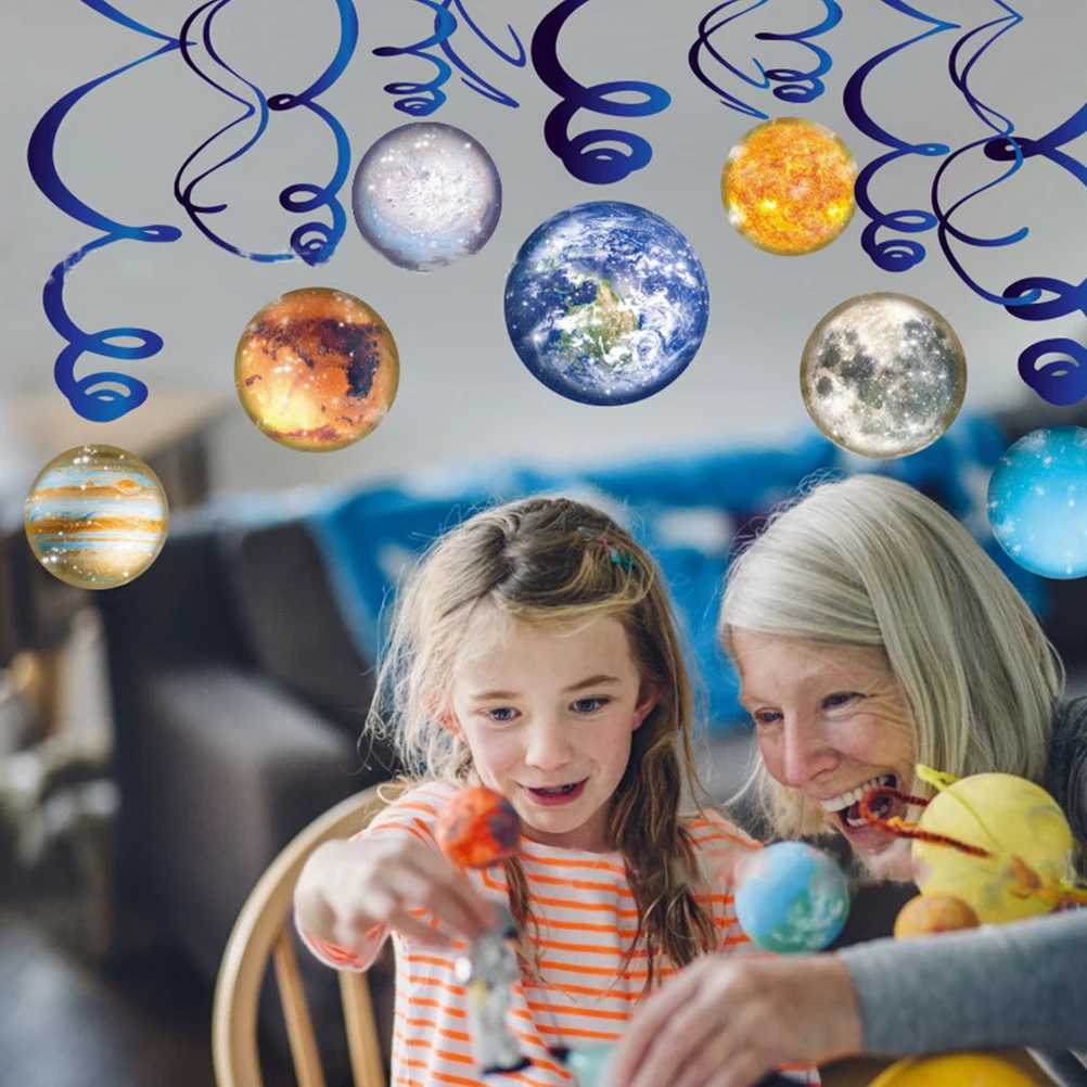 

1 Set Outer Space Hanging Decorations Planet Swirls Spiral Ornaments Party Supplies Solar System Ceiling Swirls Universe Theme