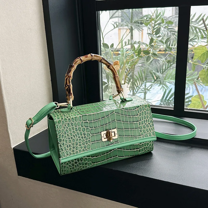 

Горячая женская сумка премиум-класса с бестселлером 2025 года с бамбуковой ручкой и текстурой камня — высококачественное плечо/через плечо, стильное модное