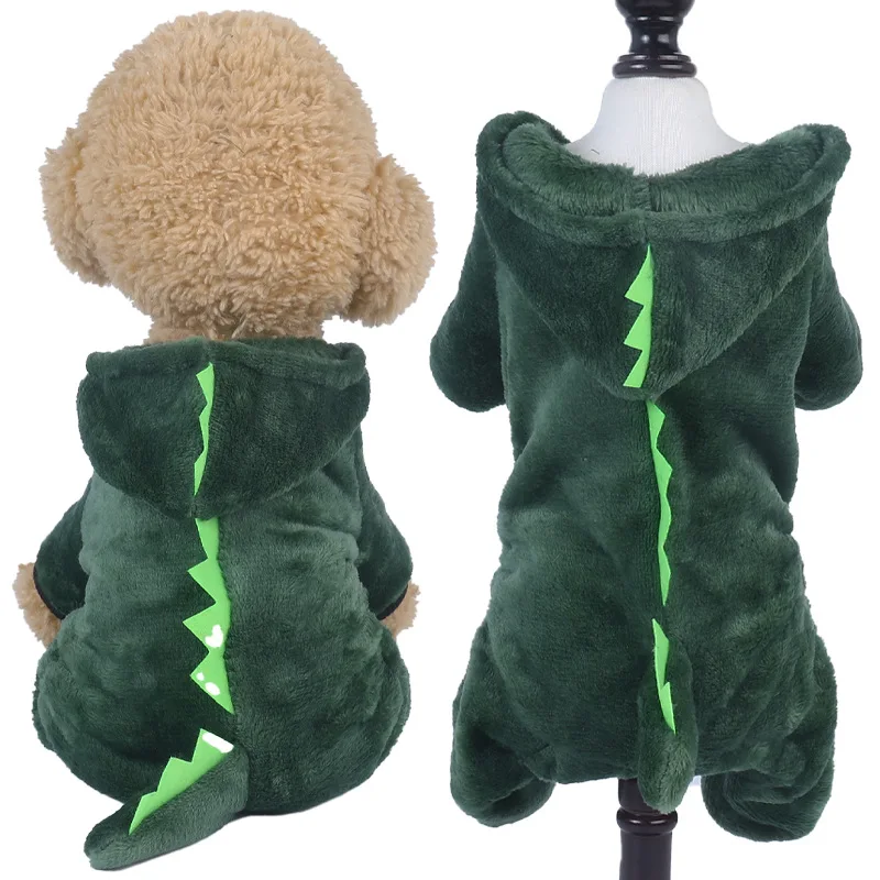 Four Legged Dog Winter Clothes Pet Clothes Transformation Clothe Coral Fleece Autumn and Winter Dinosaur Cat Clothing Pet Supply