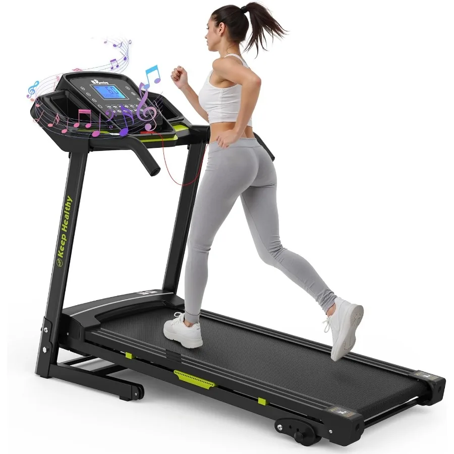 

Компактная и портативная складная беговая дорожка для домашнего использования с регулируемыми наклонными ручками, двойная система амортизации, встроенная Blueto