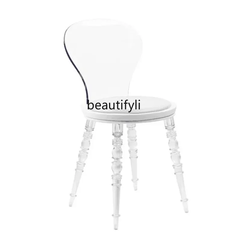 Nordic Household Restaurant Dining Chair Acrylic Transparent Backrest Plastic Devil Chair Bedroom Makeup Chair