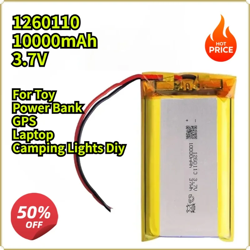 1260110 10000mAh Li-Polymer Rechargeable Battery 3.7V Large Capacity Lithium Ion Cell for DIY Power Bank & Portable Electronics