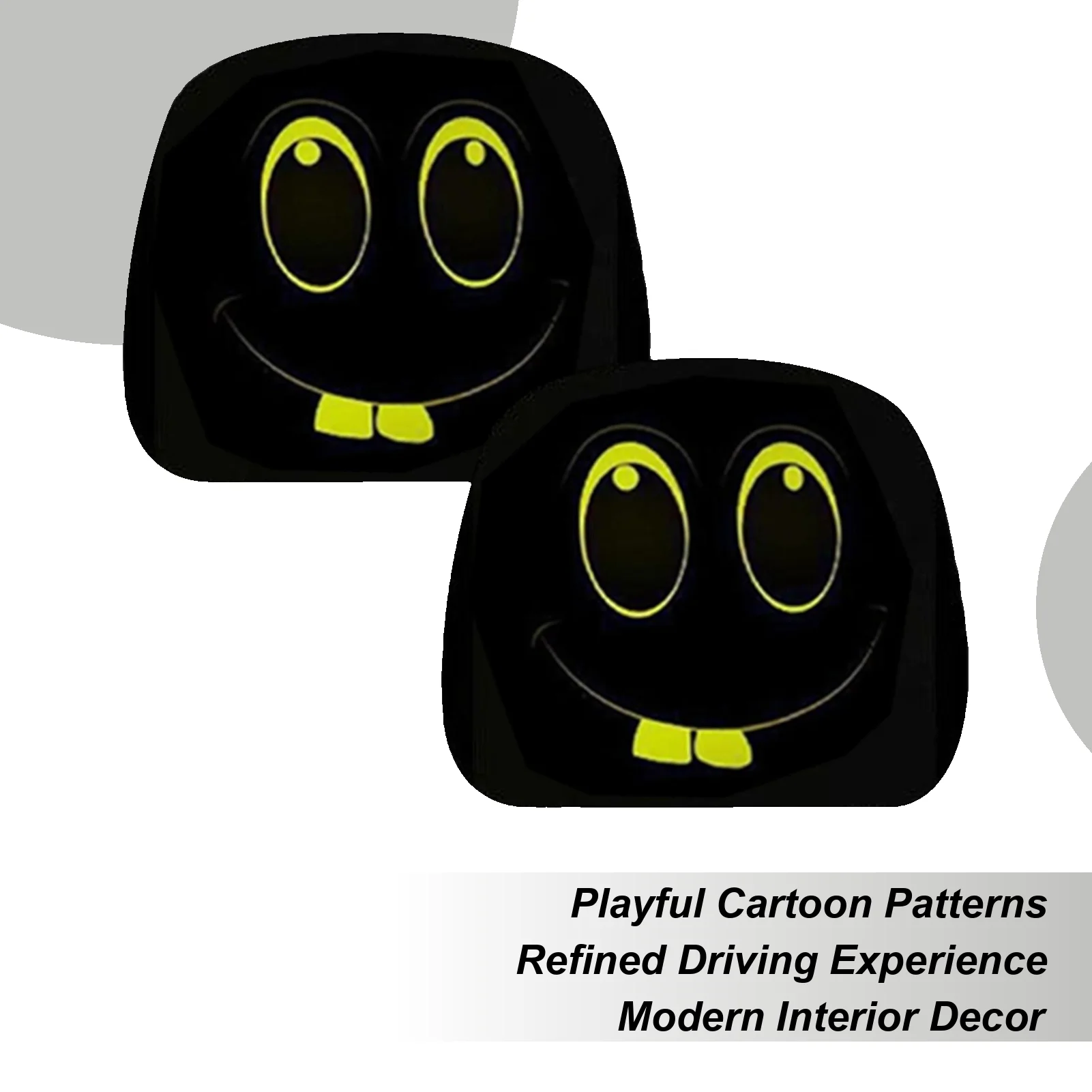 Headrest Covers For Cars 2 Pieces Car Seat Head Rest Protector Cute Cartoon Funny Expression Design For Auto SUV Vehicle