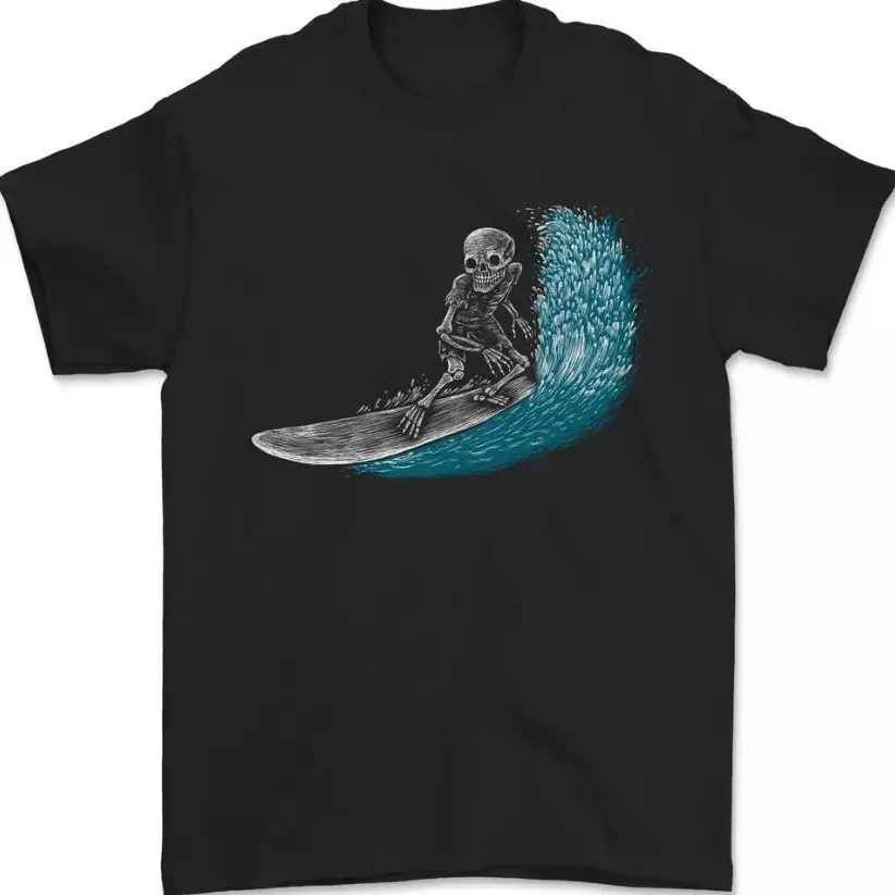 Surfing Skeleton Surf Skull t shirt, Cotton Shirts, GIFTS, Mom/Dad/Friends Gifts