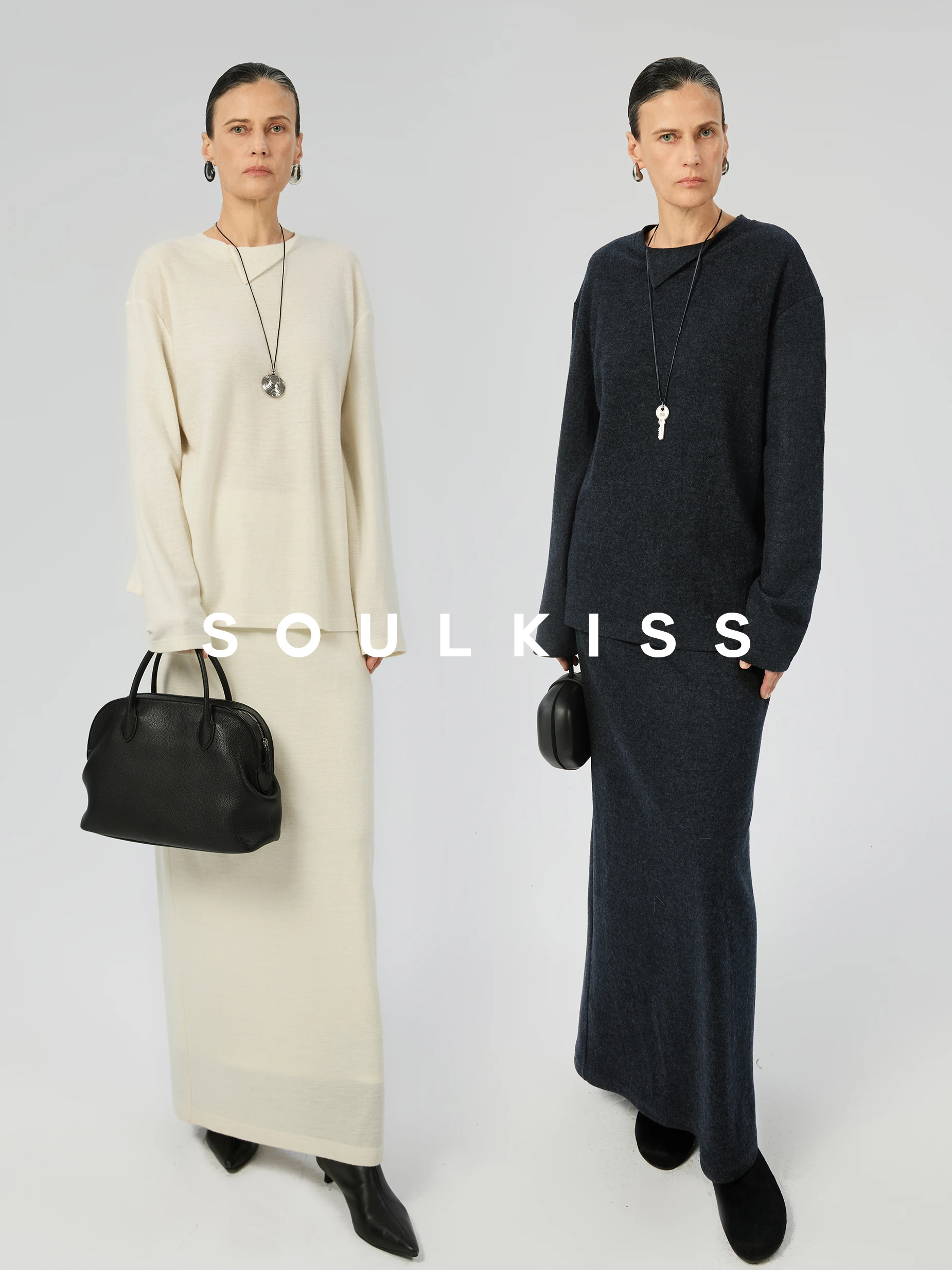 

Удобная шерстяная свободная футболка Soulkiss для ленивого человека 00, комплект с небольшим воротником, простая женская одежда без мозга