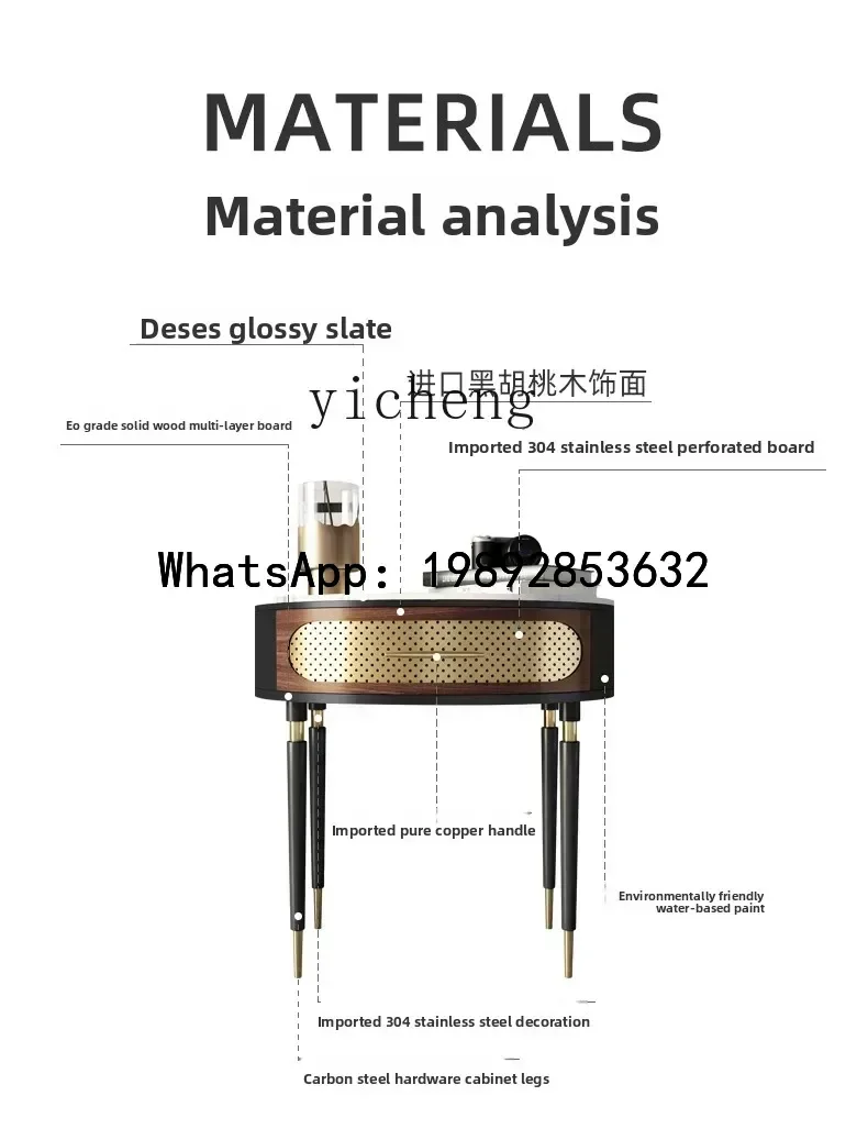 

Stone Plate Corner Table Living Room Simple Modern Creative Retro Sofa Side Table Carved Solid Wood Small Coffee Table