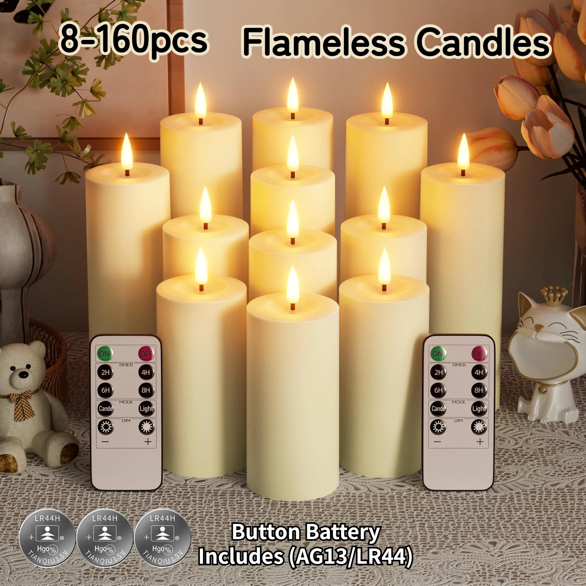Remote Control LED Pillar Candles With Battery Electronic Candle Lights Wedding Flickering Flameless Candle Concert Party Decor