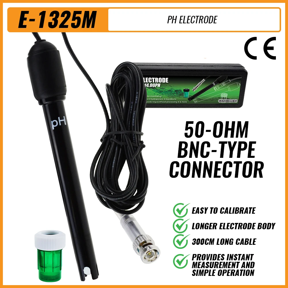 PH Electrode Sensor Probe 300 ซม.เครื่องวิเคราะห์น้ํา PH Meter PH Probe สําหรับ Aquarium Hydroponics ขั้วต่อ BNC Sonde Ph Piscine