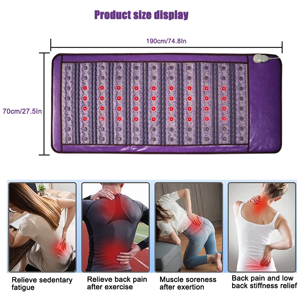 Photon PEMF Amethyst Tourmaline Bian-stone Heating Massage Mattress Negative Ion Far Infrared Therapy Medical Magnetic Mat