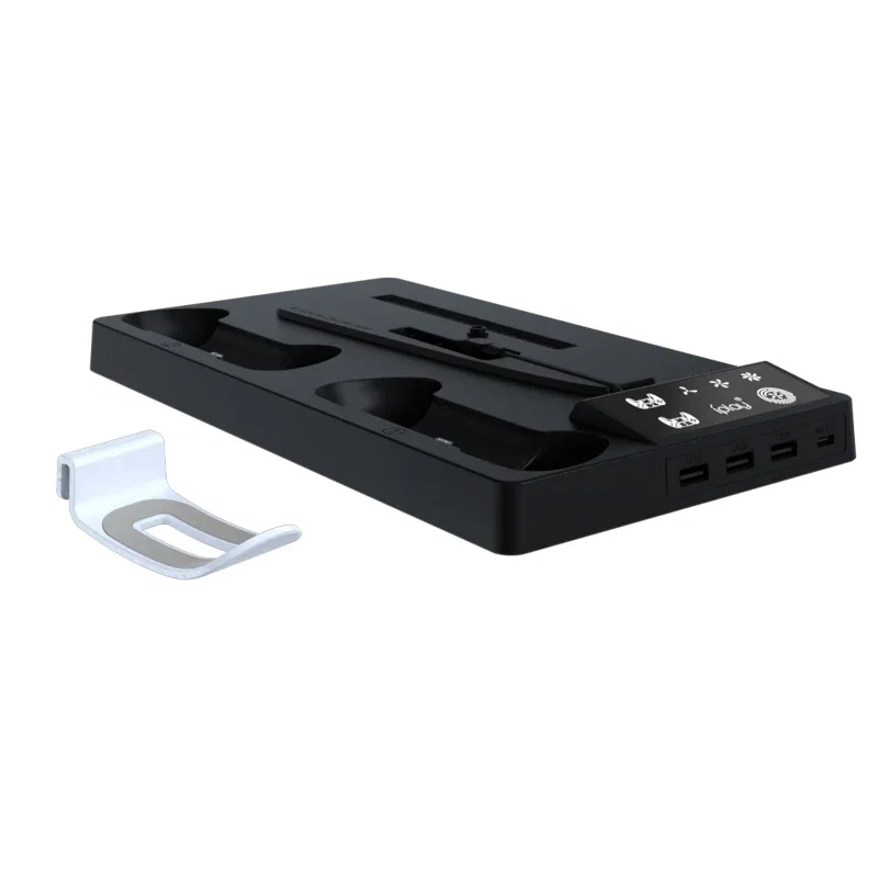 HA-8006 for PS5Slim Multi functional Cooling Base for PS5 Slim Controller Dual Charging Stand with Headphone bracket Storage