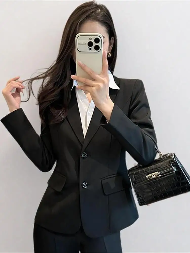 

High-End Career Suit Set Women's Formal Wear for College Students Bla Interview Work orm Hotel Industry