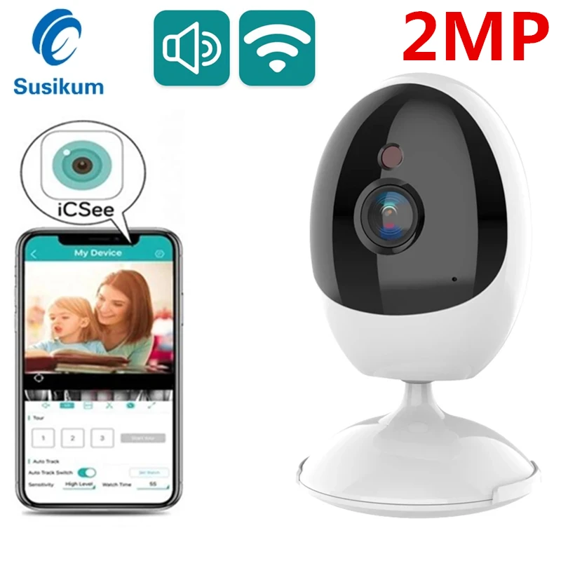 

4MP MINI WIFI Surveillance Camera ICSee Security Protection 2.8mm Lens Two Ways AUDIO Wireless Indoor Smart Home Camera