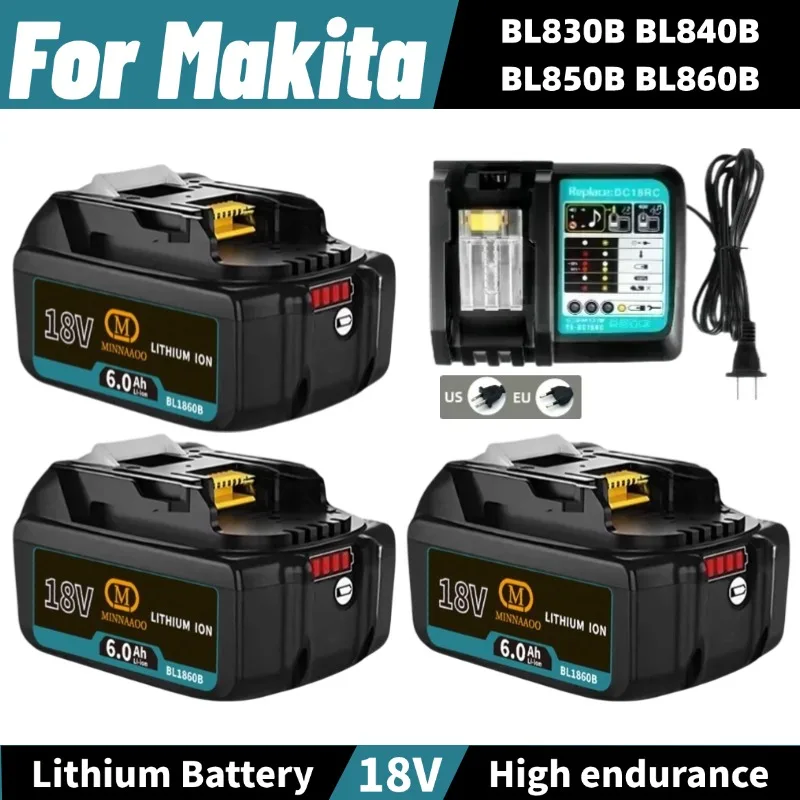 

МИНАНАУН 18В BL1860B 6AH для аккумулятора Makita 18 В, электроинструменты, литий-ионная замена LXT BL1860 BL1850, для отвертки 18 В с BMS