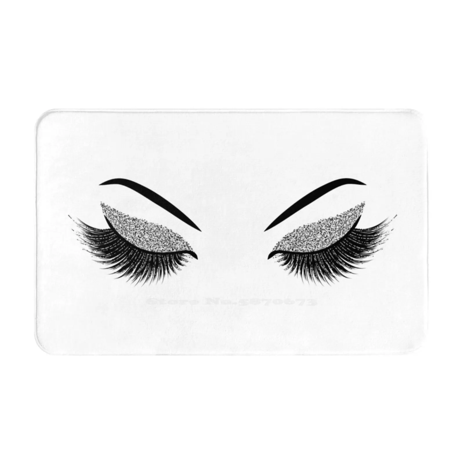 Glittery Silver Lashes Soft House Family Anti-Slip Mat Rug Carpet Lashes Woman Beauty Mascara Glitter Girl Female Cosmetics