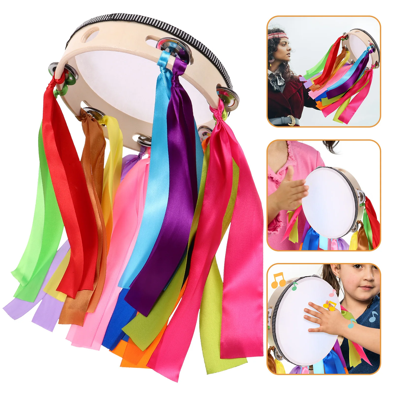 

Thickened Ribbon Hand Drum Wooden Percussion Instrument For Stage Performance Party Cheering Music Education Beginners