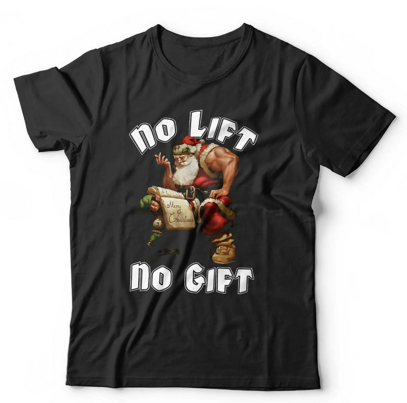 

No Lift No Gift Men Tshirt Bodybuilding Fitness Christmas Gym Harajuku Shirt Short Sleeve Casual 100% Cotton T Shirts