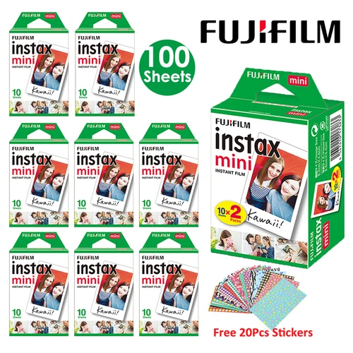 Fujifilm Instax Mini película blanca 10 20 40 60 80 100 hojas para cámara fotográfica instantánea FUJI Mini 12/11 Mini 9 8 7 70 90 cámara de película