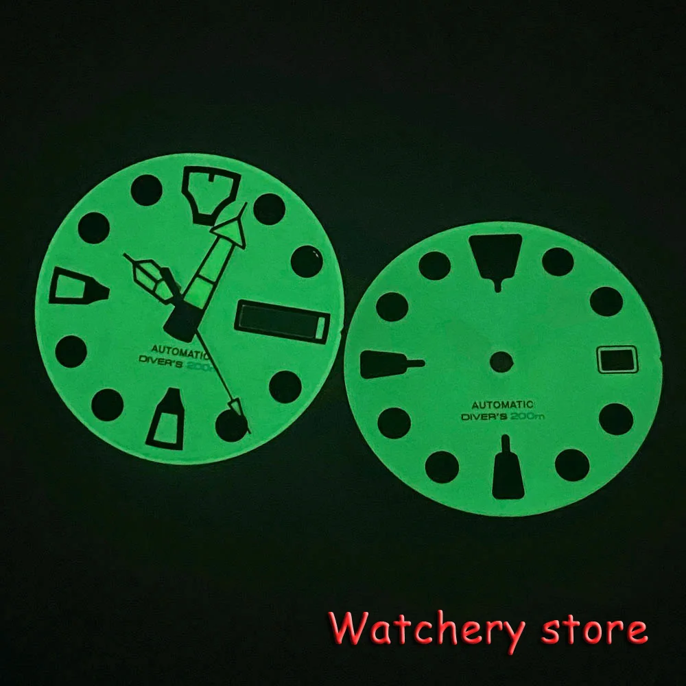 Tandorio 29MM Full Green Luminous Beige Watch Dial Gray Marks Date Window Fit NH35 NH36 Automatic Watch Parts For Men