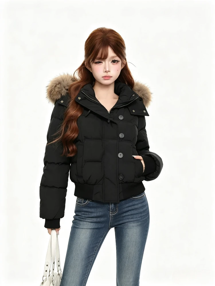 Parkas Coats Women Winter Faux Fur 2026 Y2K American Vintage Cotton‑padded Jacket Korean Fashion Warm Casual Outwear Slim Fit