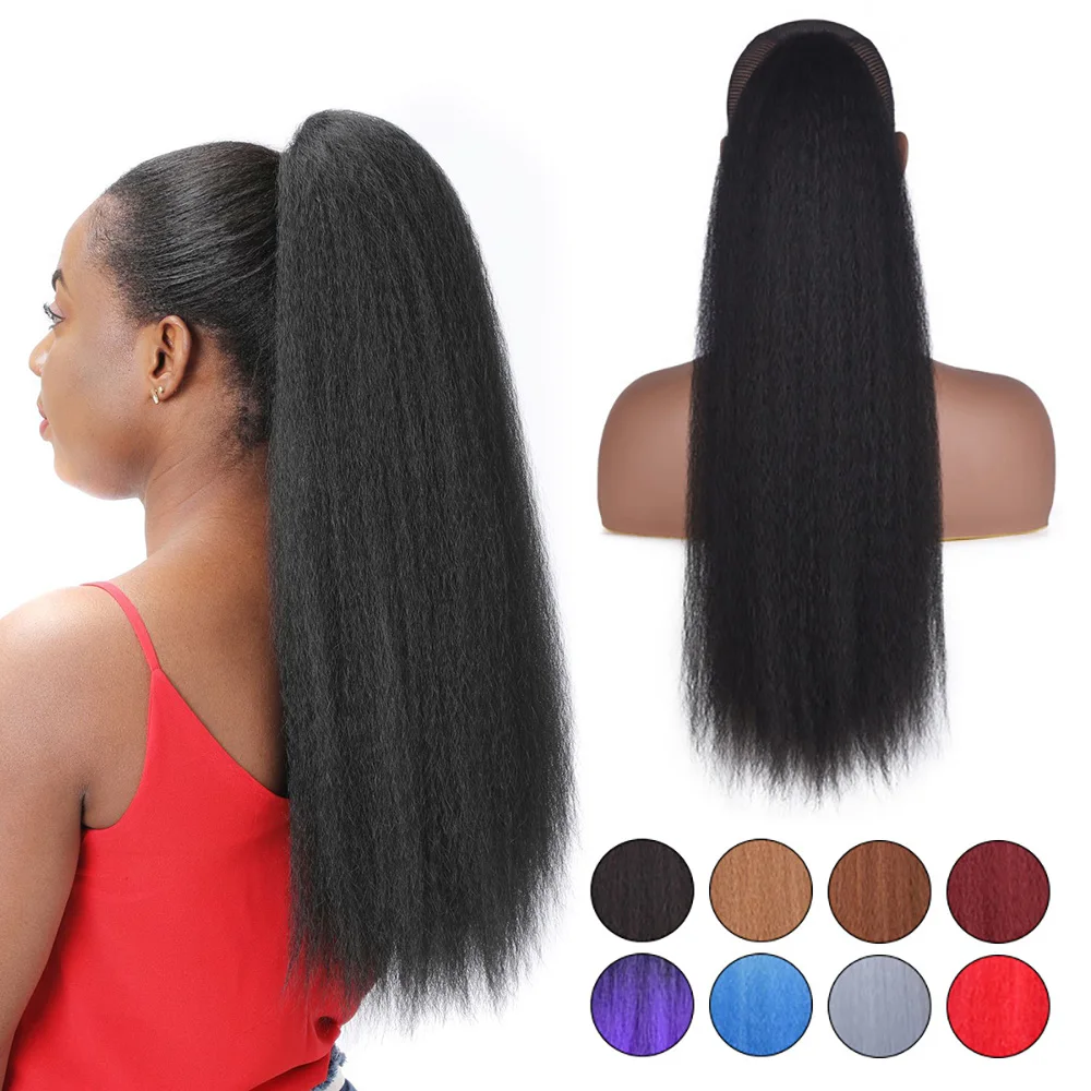 

Zolin Synthetic Long Kinky Straight Hair Ponytail Hair Extensions Black Color Ponytails Hairpiece