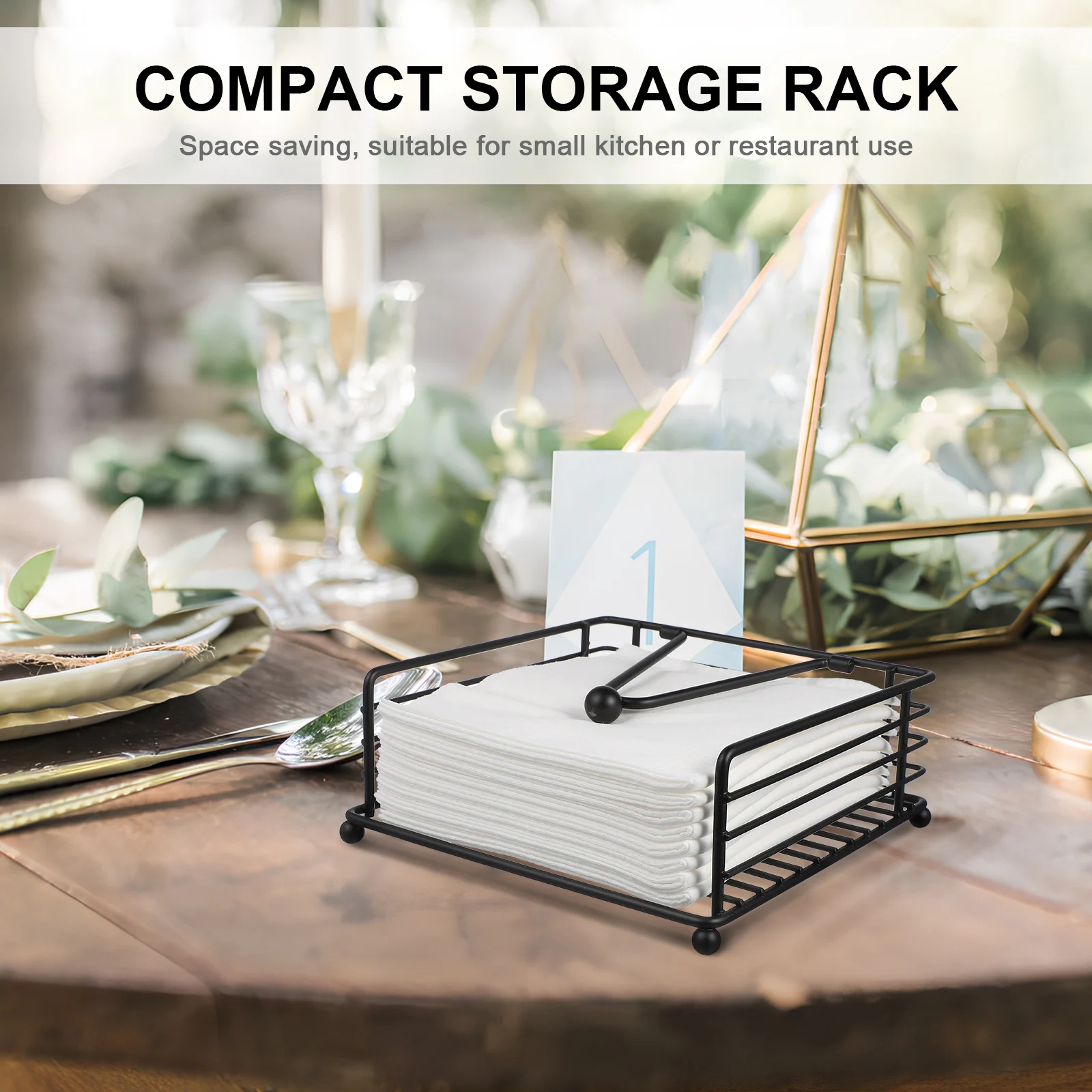 

Iron Napkin Large Capacity Kitchen Bathroom Table Decor Black Metal Material Dinner Napkin Holder Multi Purpose