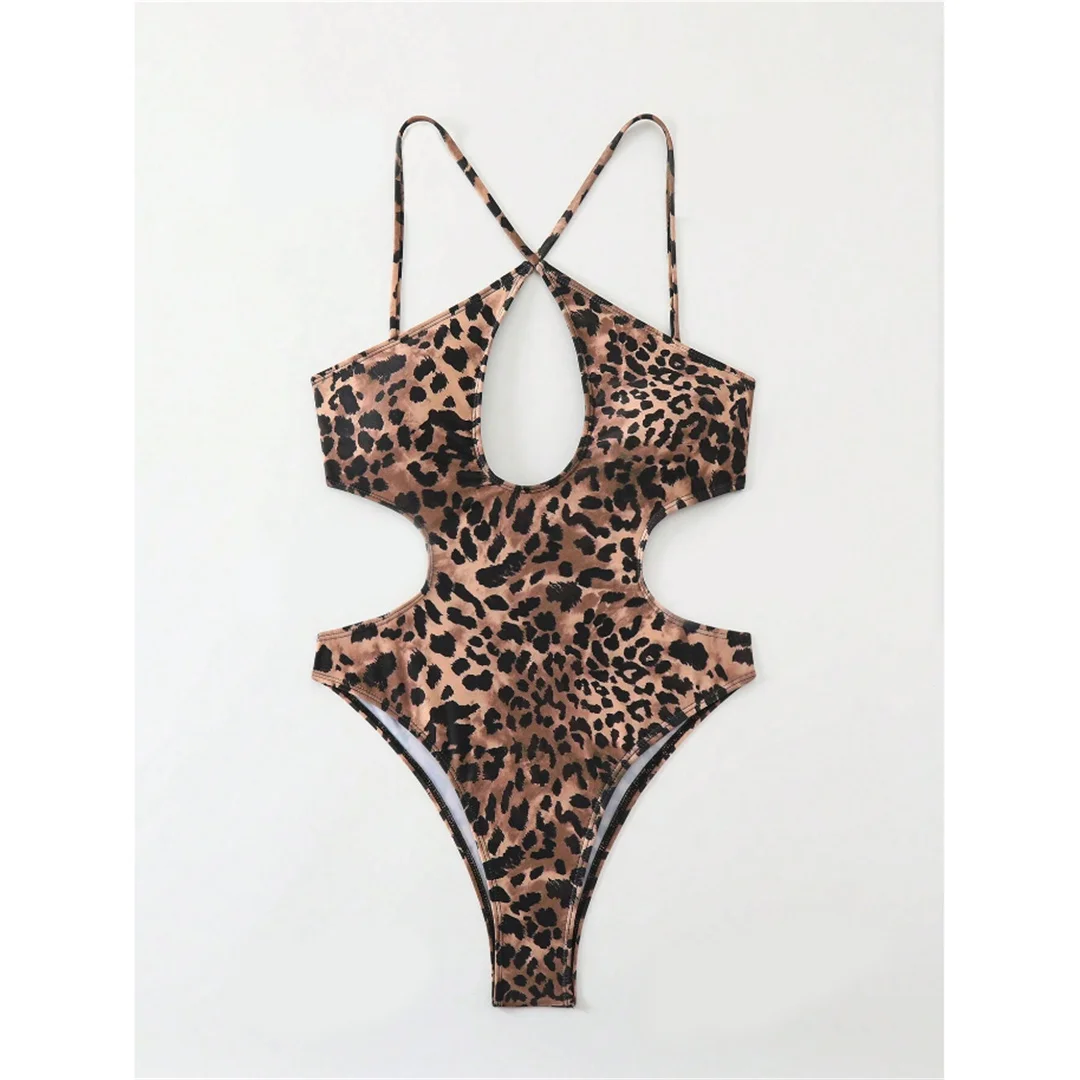 S - XL Leopardenmuster, rückenfreier Badeanzug für Damen, einteiliger Badeanzug, Monokini mit hohem Beinausschnitt, Badebekleidung, Badeanzug, Modell V6439 – Detail 7