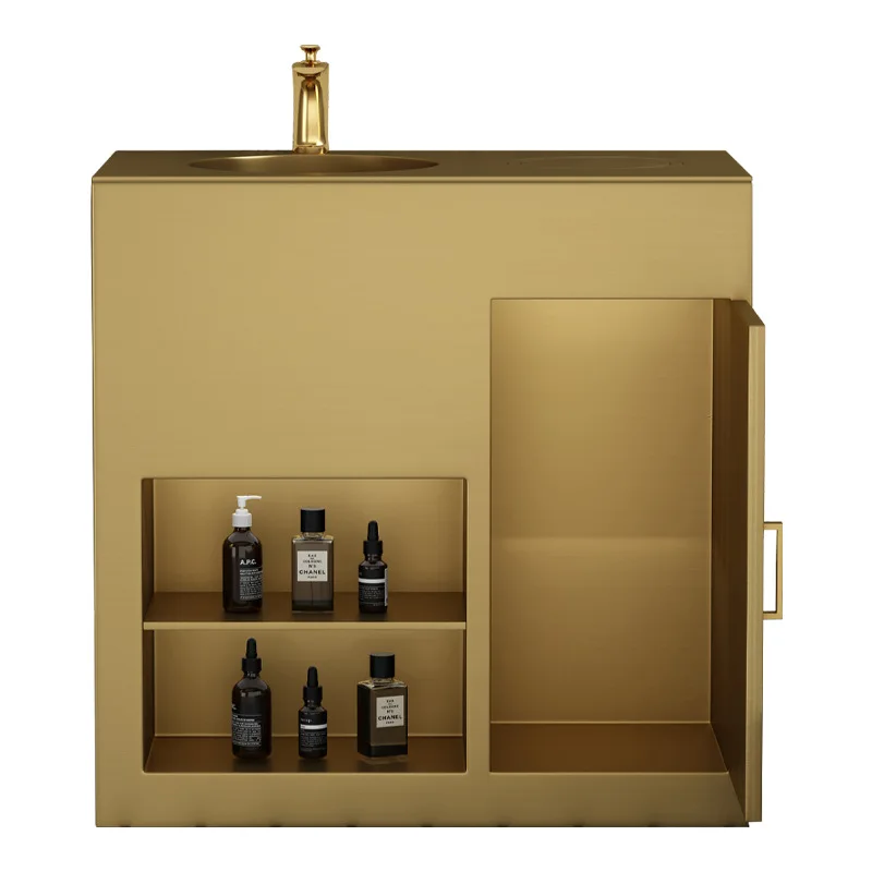 Integrated basin wash table bathroom wash table basin electroplating bathroom cabinet