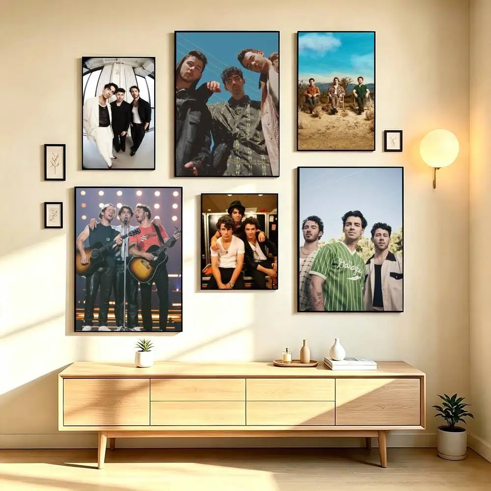 J-Jonas Brothers  Pop Rock Band Poster Waterproof Wall Art Sticker For Bar Living Room Vintage Decor High Quality Print Gift